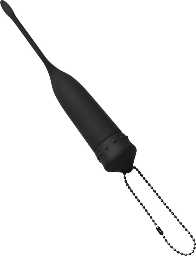 Vibrerende siliconen dilator / penis plug - zwart