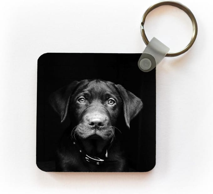 Sleutelhanger - Uitdeelcadeautjes - Dierenprofiel hond in zwart-wit - Plastic