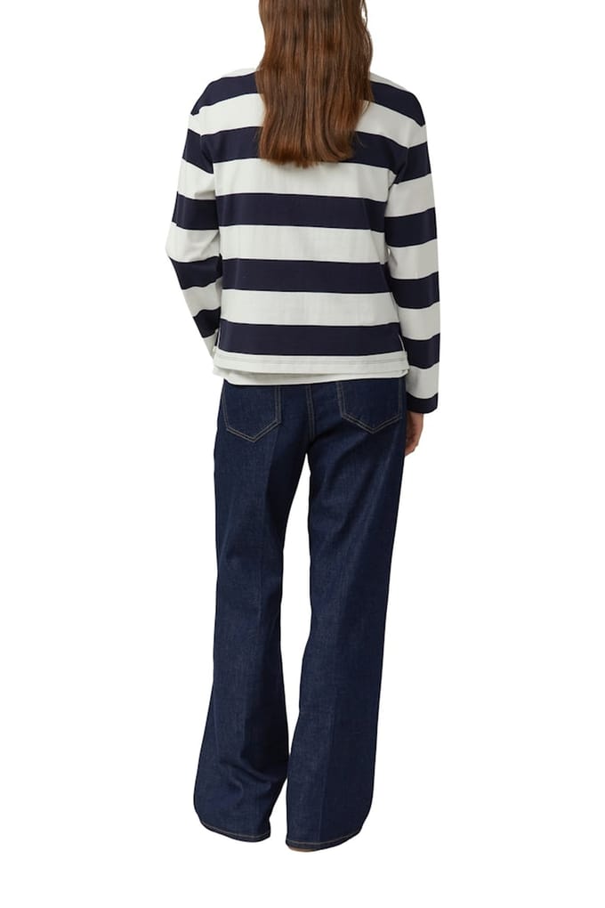 Gestreepte sweatshirt met polokraag en verlengd achterpand dames s.Oliver