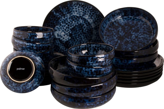 Palmer - Bama Blue - Serviesset - 6 persoons - 24 delig - Blauw - Stoneware - Bordenset
