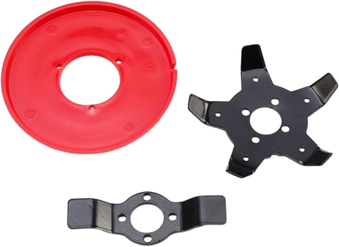 Onkruidverwijderaar Plaat - Grasmaaier Accessoire - Gazon Onderhoud - Duurzaam Plastic Staal - 14.5cm Buitendiameter - Rood Zwart