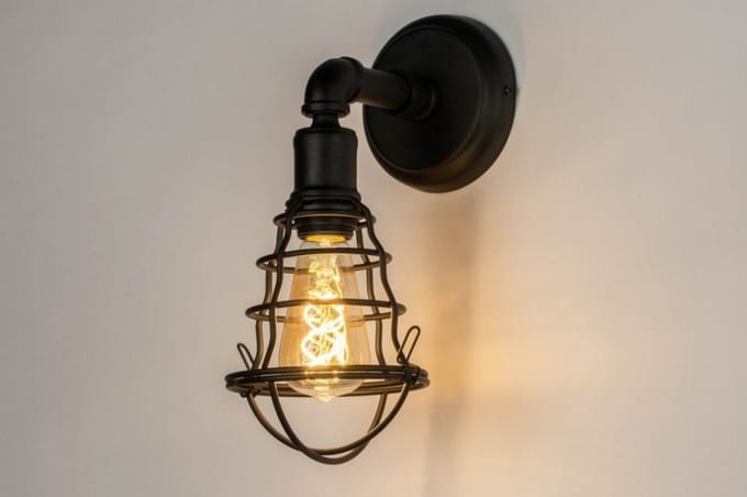 Lumidora Wandlamp 73492 - Voor binnen - YOLANTE - E27 - Zwart - Metaal