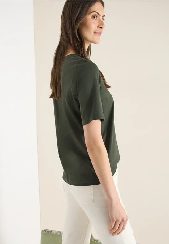 Shirt met korte mouwen en boothals