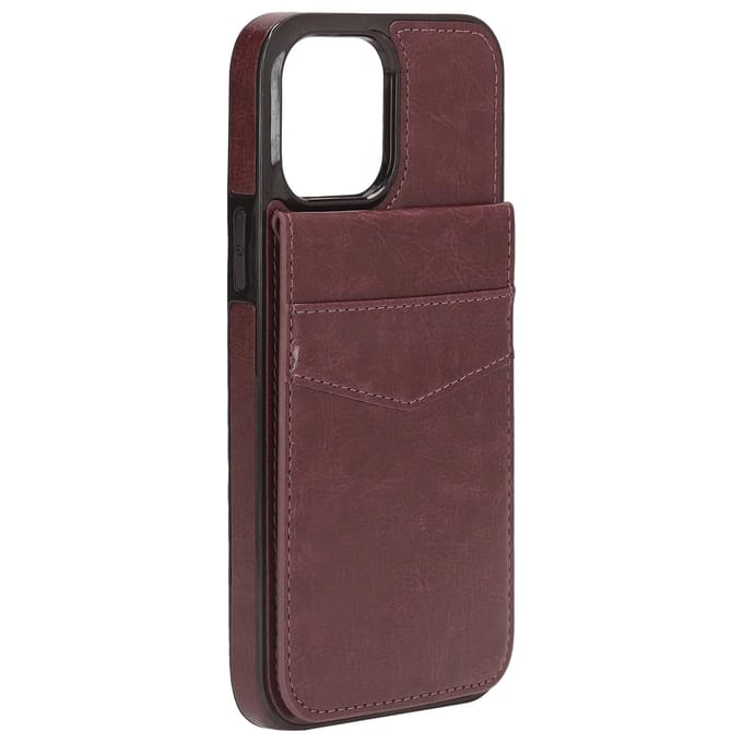 Étui Portefeuille Multifonctionnel pour Téléphone avec Fermoir Magnétique Support pour IPhone 13 Pro Marron marron