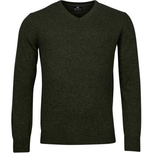 Baileys Trui V-Neck Uni Color Lambswool Donker Groen / male
