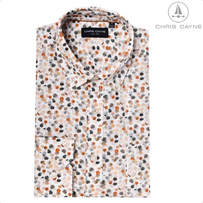 Blouse 1232 bruin/oranje print LM Chris Cayne - maat M