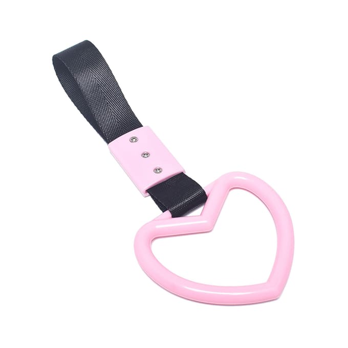 Auto Handgreep Riem Hartvormig Plastic Stevig Universeel Decoratief Achterbumper Waarschuwingsring Roze zwart