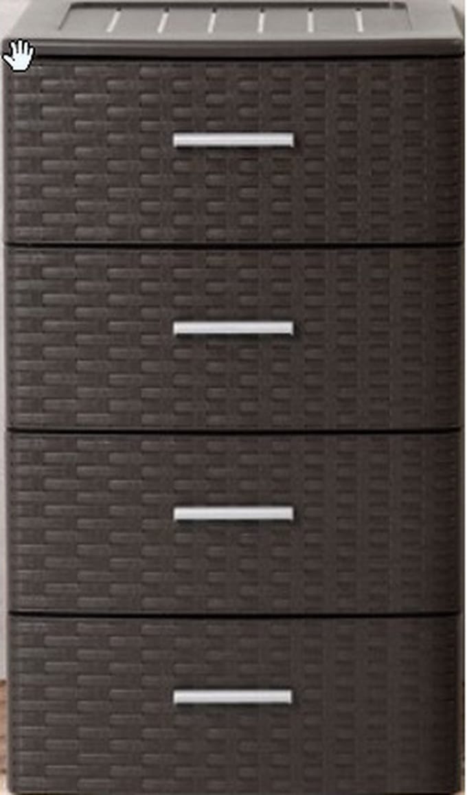 Plasticforte Bureau organizer - 4 lades - rotan bruin - 39 x 36 x 61 cm - Ladeblok