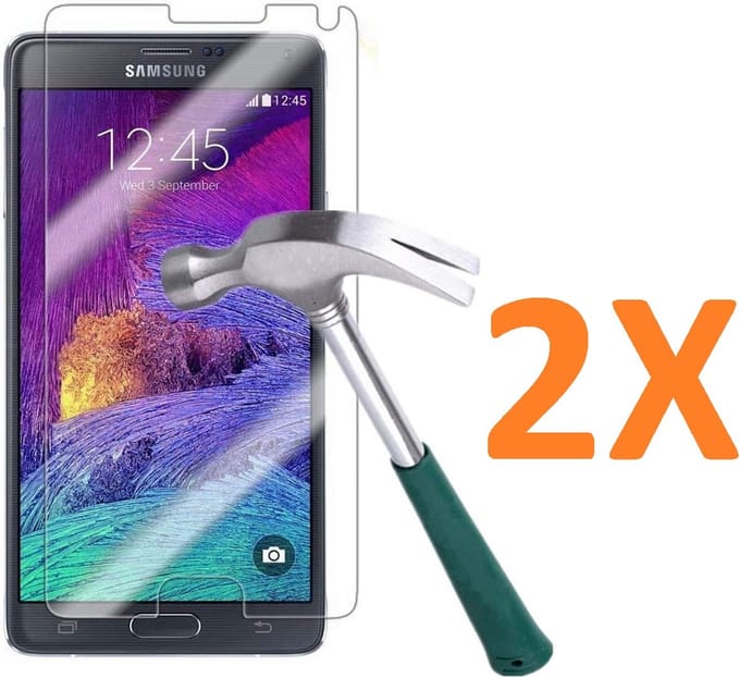 Screenprotector Glas - Tempered Glass Screen Protector - 2x Geschikt voor: Samsung Galaxy Note 4