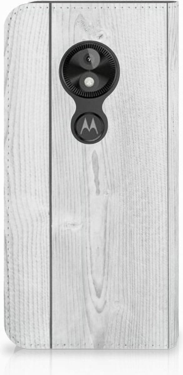 Motorola Moto E5 Play Book Wallet Case White Wood