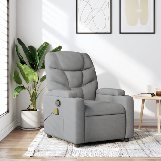 vidaXL - Massagestoel - met - lichtgrijze - stof