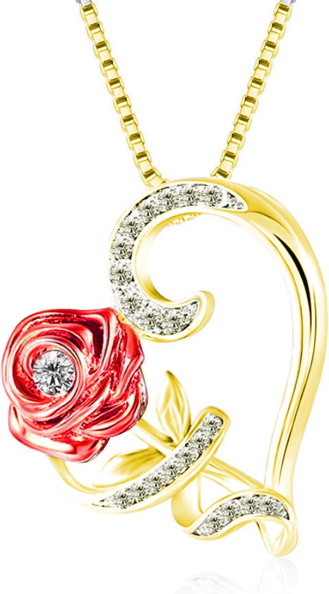 Bixorp Zirkonia Roos & Hart Ketting - Goudkleurig