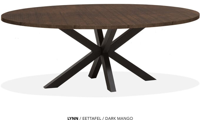 Maxfurn - Lynn - Ovale eettafel Lynn | Zeer krasvast | Kleur: Dark Mango | Afm. 200x102cm