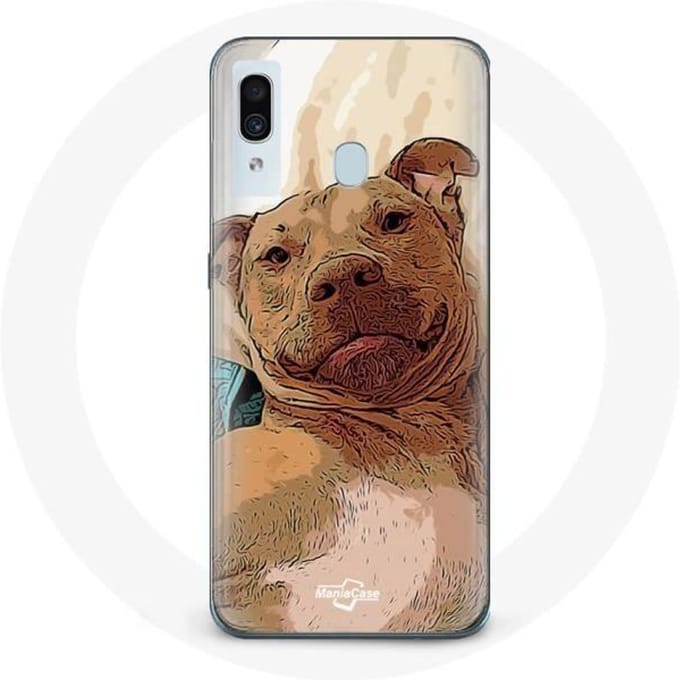 Coque pour Samsung Galaxy A20 American Pit Bull Terrier Marron