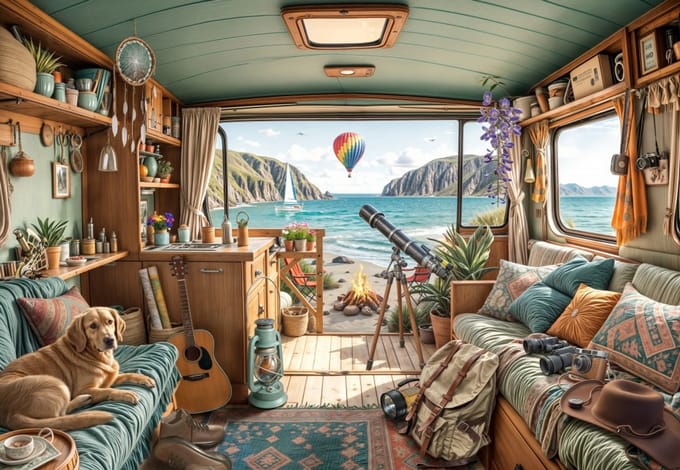 Bluebird Puzzle Camping Coast - kleurrijke legpuzzel karton.