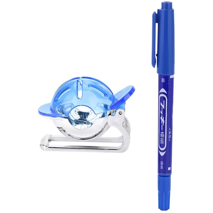 Golfbal Uitlijner Lijnmarkeerder Tekensjabloon Uitlijnhulpmiddel met Pen Accessoires (Blauw)