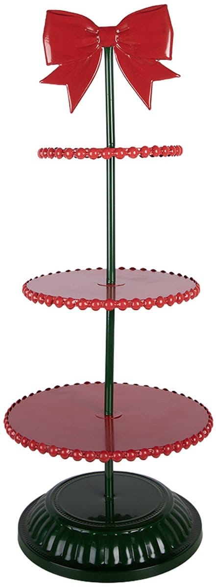 Clayre & Eef Etagère 3 laags Ø 31x80 cm Rood Metaal