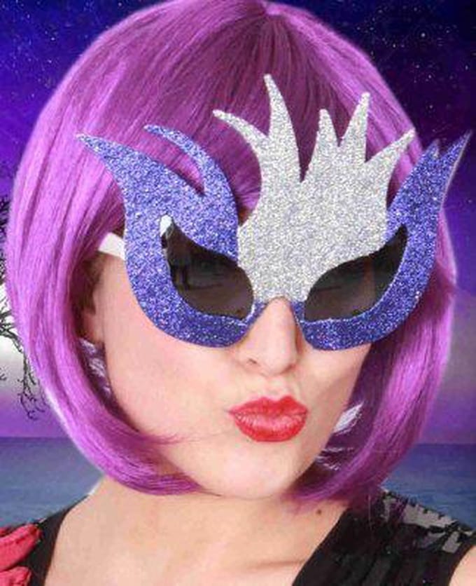 Fantasie bril glitterzilver/paars