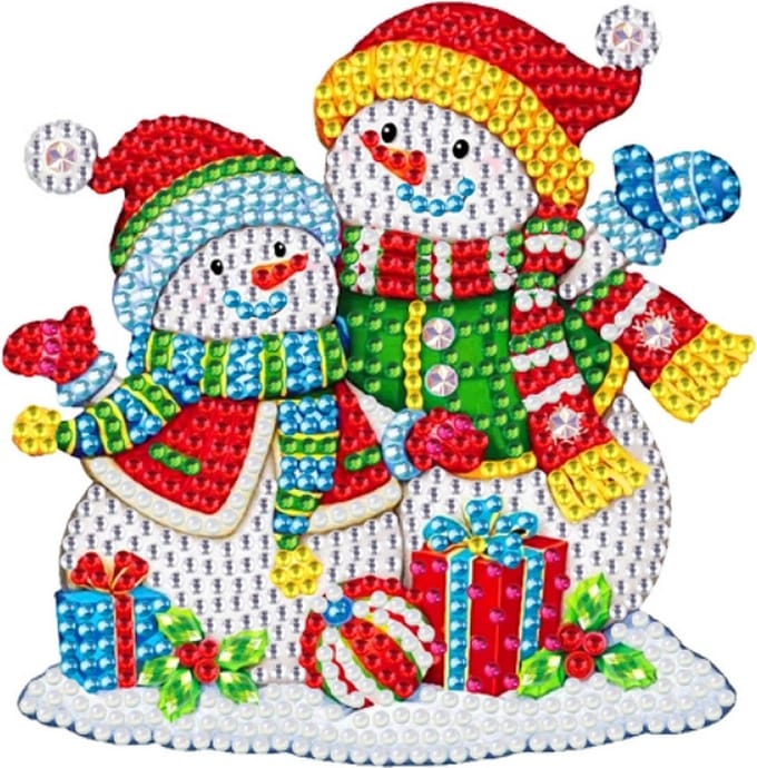 Diamond Painting Kerst sticker groot sneeuwpoppen (13cm)