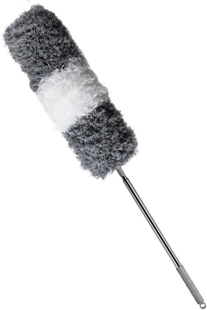 Handstofdoek - Stofveger - Huis Reinigen - Uitschuifbaar Handvat - 250 cm - Grijs Wit