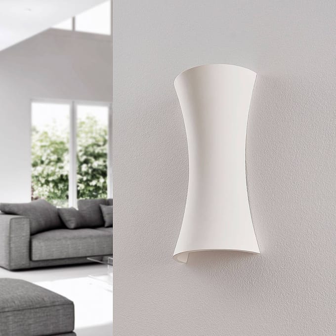 Lindby - wandlamp - 2lichts - Gips, metaal - H: 30 cm - E14 - wit