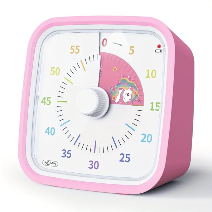 Yunbaoit Visuele Timer 60 Min - Roze Eenhoorn - Stille Countdown - Studietimer