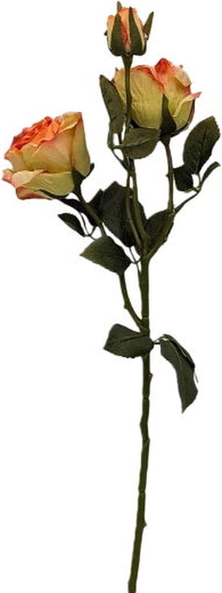 Kunstbloem roos 53 cm, geel/rood