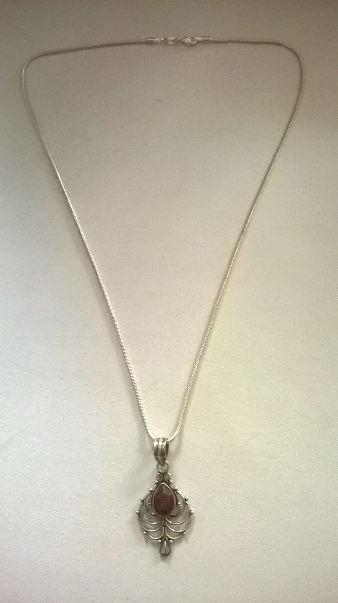 Gemstones-silver ketting 925-zilver plus hanger robijn in 925-zilver 55 cm