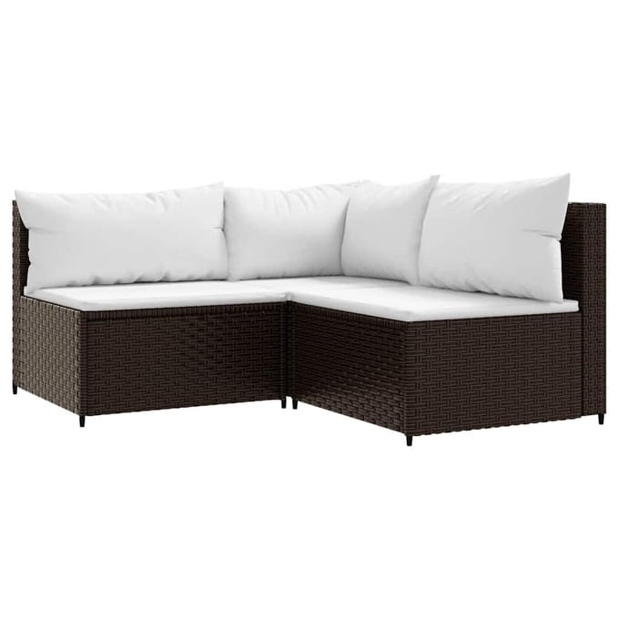 vidaXL - 4-delige - Loungeset - met - kussens - poly - rattan - bruin