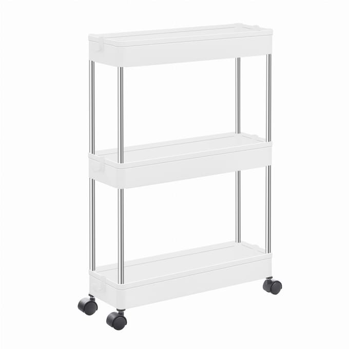 Kast op wielen 3 planken wit - KSC007W01