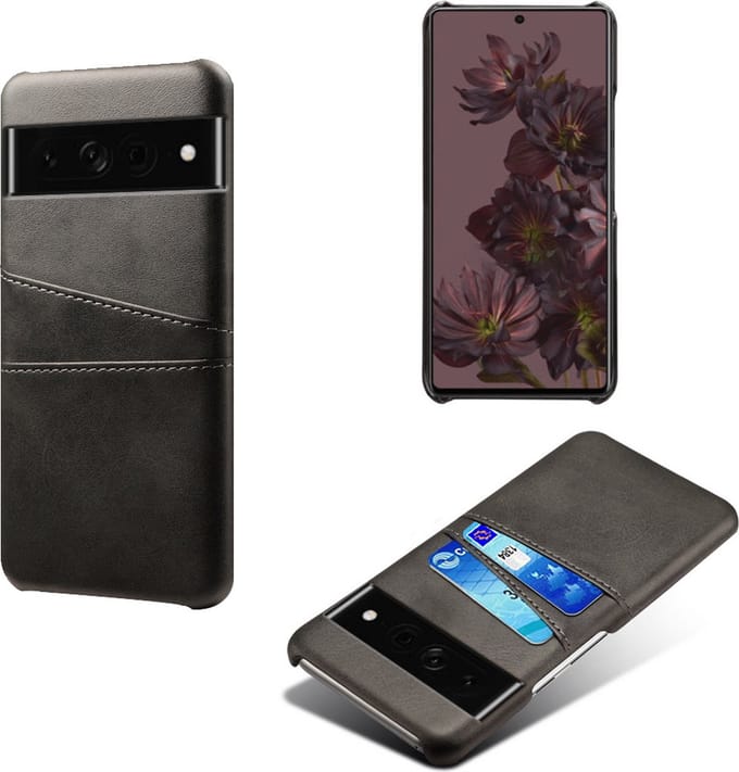 Hybride Back Cover met Opbergvakjes + Glas Screenprotector voor Google Pixel 7 Pro _ Zwart