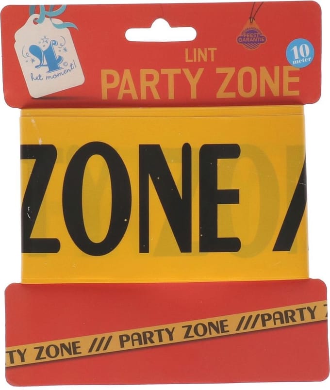 Afzetlint ''Party Zone'' - 4 het moment! - 10 meter