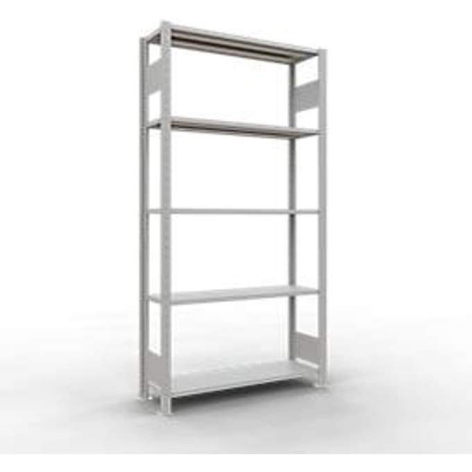 Legbordstelling MULTIplus150  - 5 legborden - L 2000 x B 300 x H 2000 mm - draagvermogen 150 kg - lichtgrijs RAL 7035
