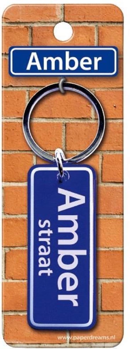 Paper Dreams Sleutelhanger Straatnaam Amber 9 Cm Staal Blauw