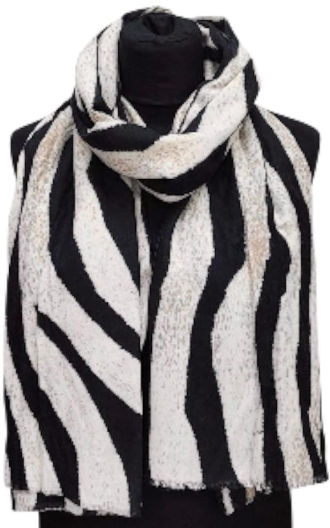 Lange Sjaal - Zebraprint - 100% Viscose - (25112#) - Beige/Zwart
