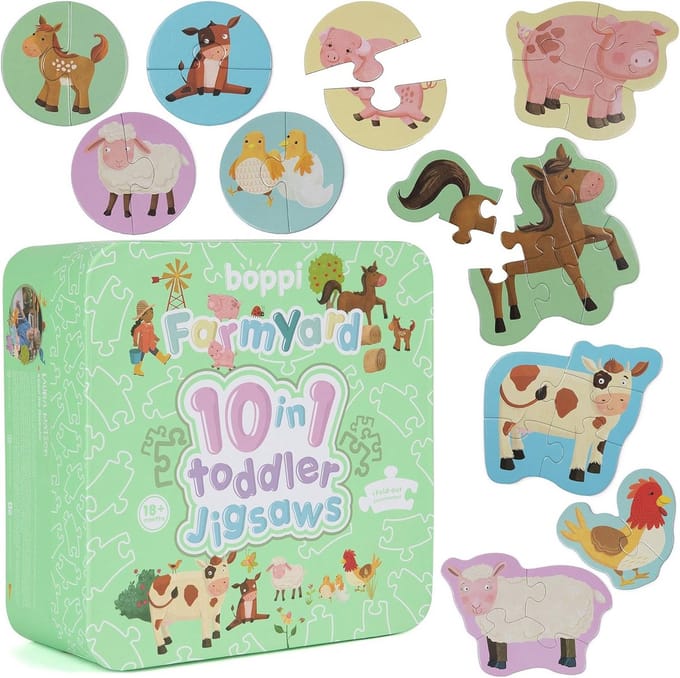 10-in-1 Progressieve Peuterpuzzels - Boerderijdieren