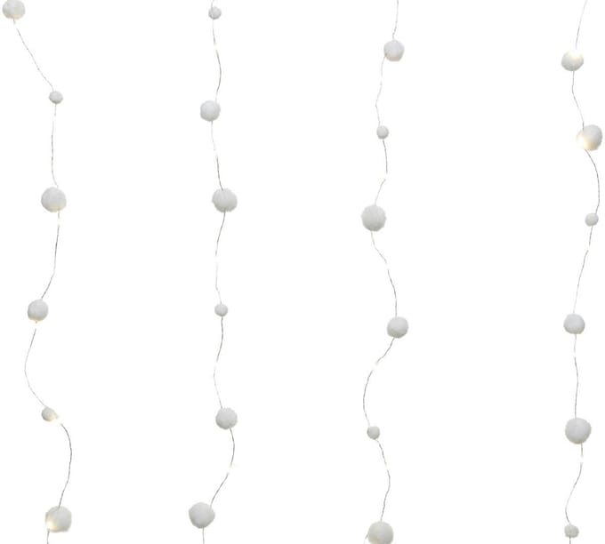 Lumineo - Micro LED gordijn sneeuwbal 120x100 cm 80L zilver/warm wit