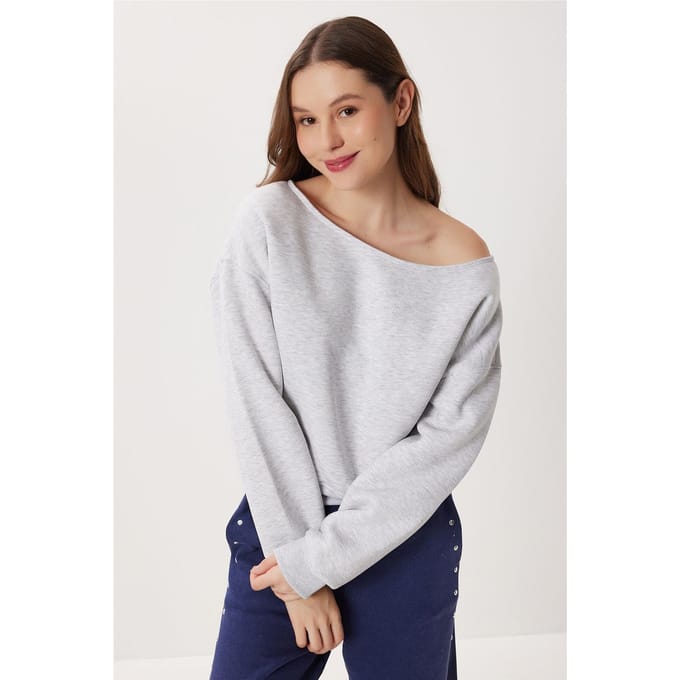 Asymmetrische Kraag Sweatshirt