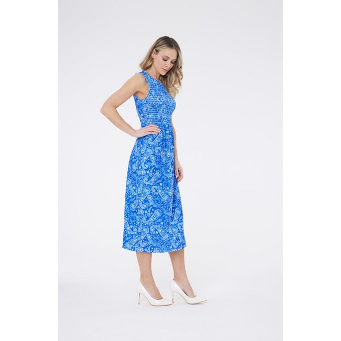 Blauwe Paisleyprint Jurk