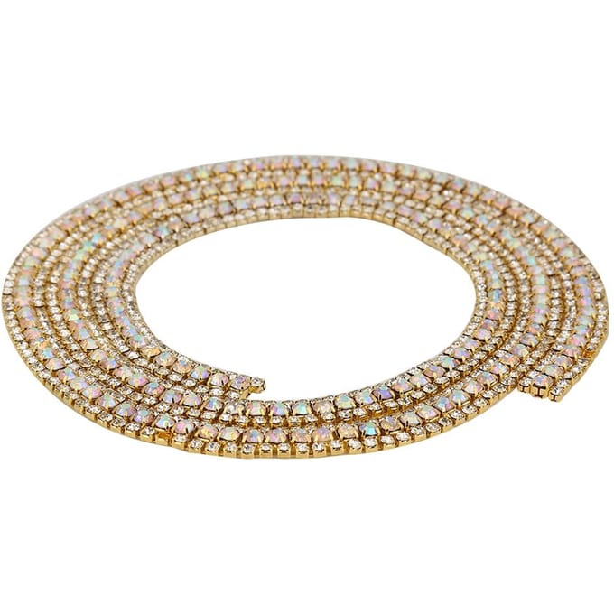 3 Rijen Diamant Mesh Wikkelrol Glitter Kristal Strasslint Decoratie (Goud) goud
