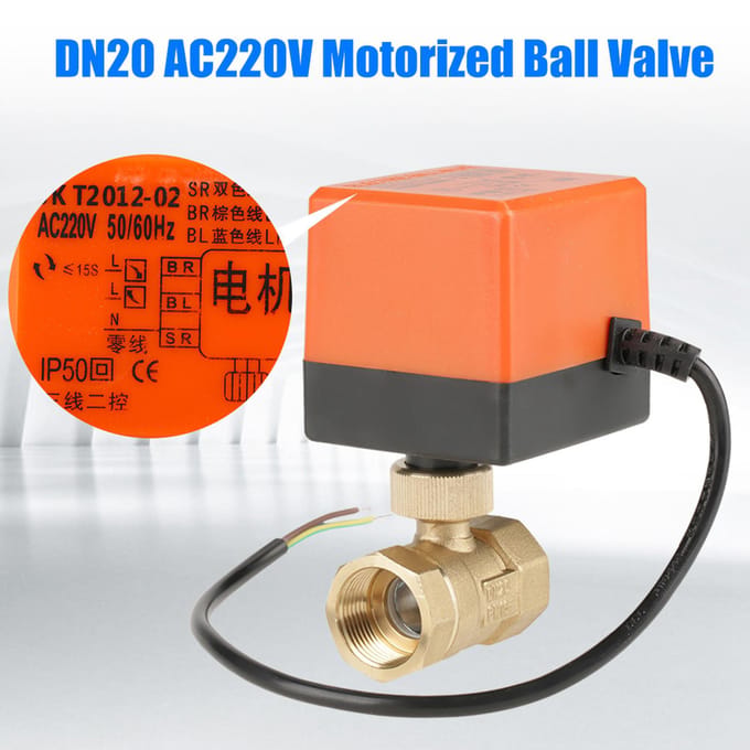 AC 220V G3 4  DN20 Vanne à bille motorisée en laiton 2 voies pour climatiseur