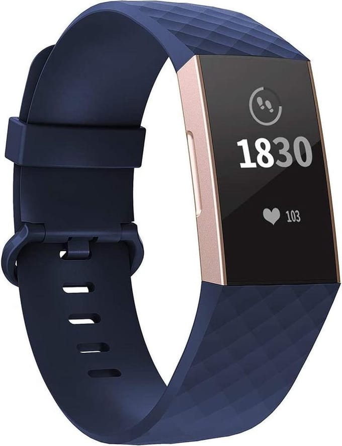 YPCd® Siliconen bandje - Fitbit Charge 3 - Donkerblauw - Large
