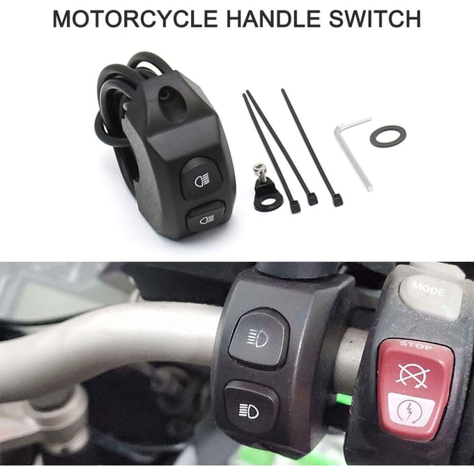 Motorfiets Handvat Mistlamp Schakelaar Bediening Smart Relais zwart