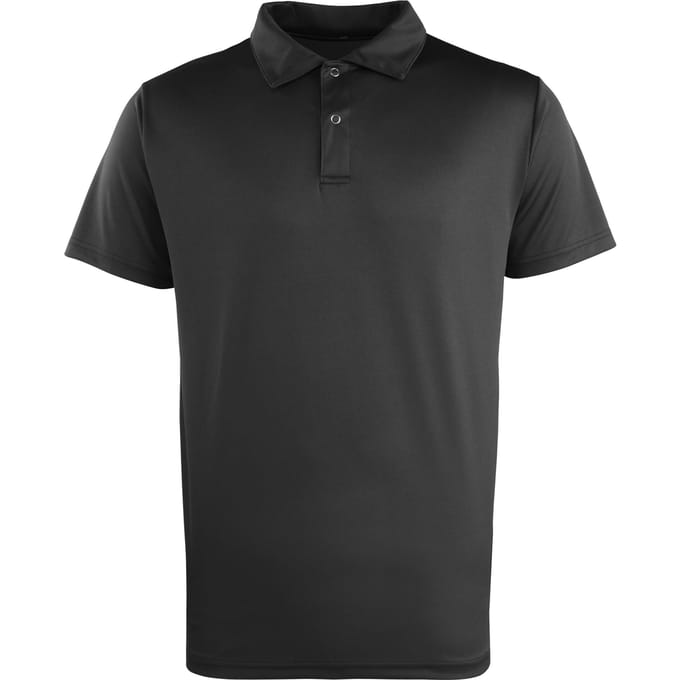 Premier Unisex Coolchecker Studded Plain Polo Shirt (Zwart)