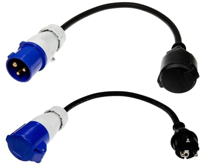 CEE-adapter 230V 16A voor camping en camper - geaarde stekker naar CEE-stopcontact