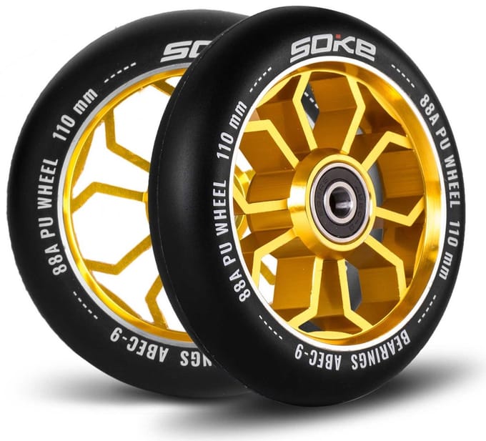 Soke Stuntstep Wielen – 110 mm – Goud – Set van 2 stuks