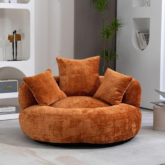 Futon bank - MUVOE - Ligstoel - Oranje fluweel - Comfortabel - Duurzaam oranje