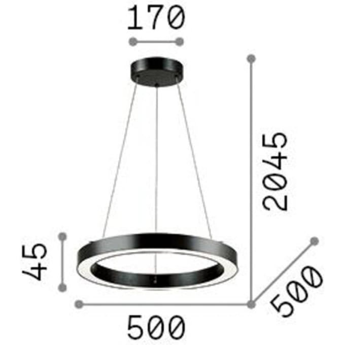 Ideal Lux LED hanglamp Oracle, zwart, 3.000 K, Ø 50 cm