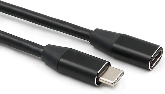 DrPhone CHX9 - USB-C Mannelijk naar USB-C Vrouwelijk Verlengkabel – Data & Oplaadkabel - OTG Verlengkabel - USB 3.1 - 1 Meter – Zwart