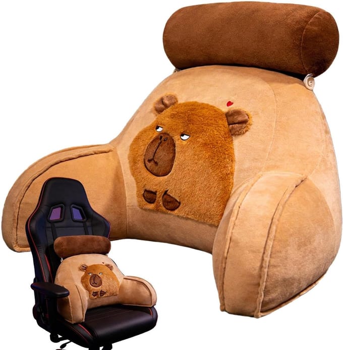 Leeskussen Bed - Rugsteun Kussen - Ontspannen Zitten - Met Armleuningen - 60x40 cm - Capybara Design